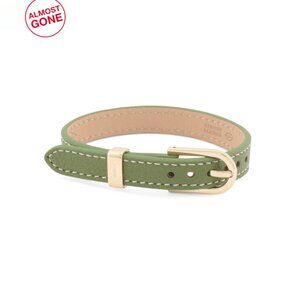 FOSSIL Green Leather Wrap Buckle Bracelet